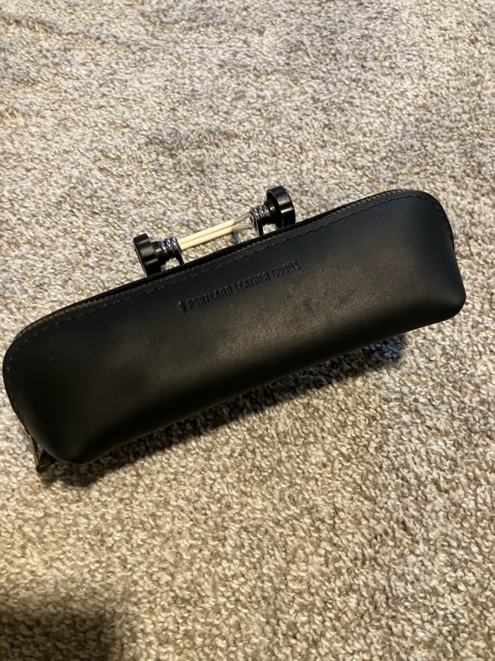 PORTLAND LEATHER GOODS PENCIL CASE SIDEKICK POUCH PEBBLED BLACK